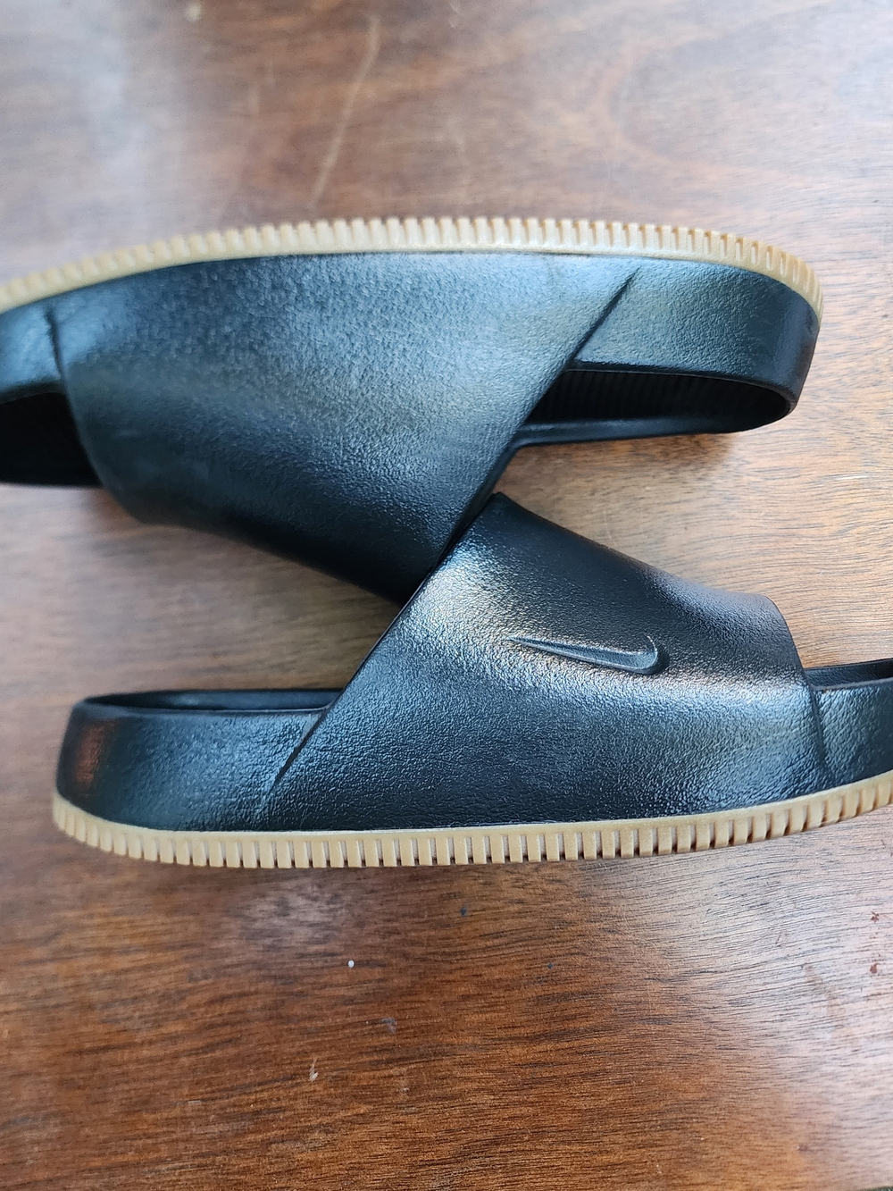 Nike Calm Slides Triple Black Minimalist Foam Comfort M8/W9 - Picture 7 of 9
